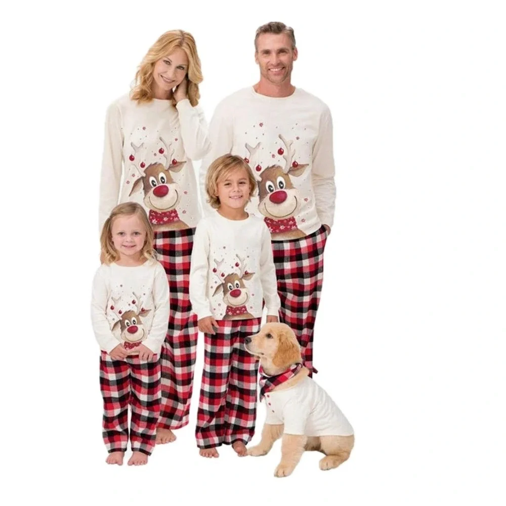LIONVI Men's XL Christmas Pajama Set Cotton Xmas Deer Holiday‎ Pajama Dad